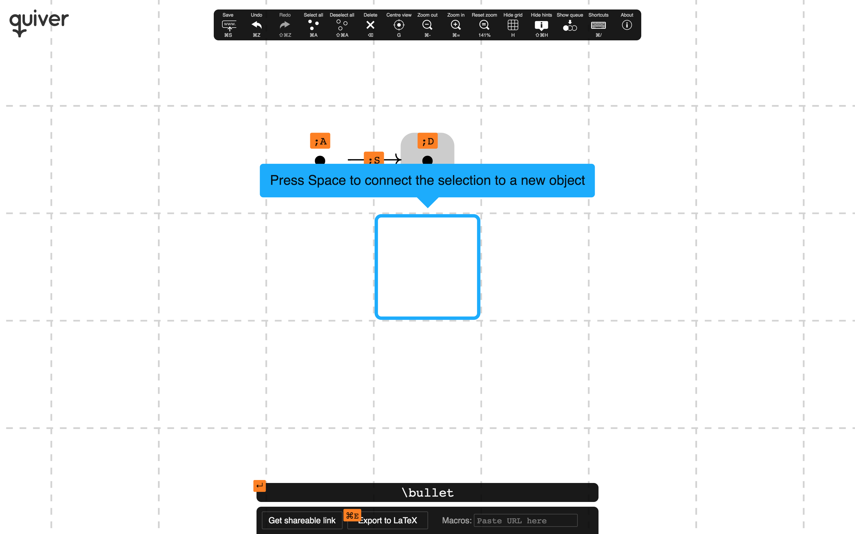 Creating a diagram with the keyboard